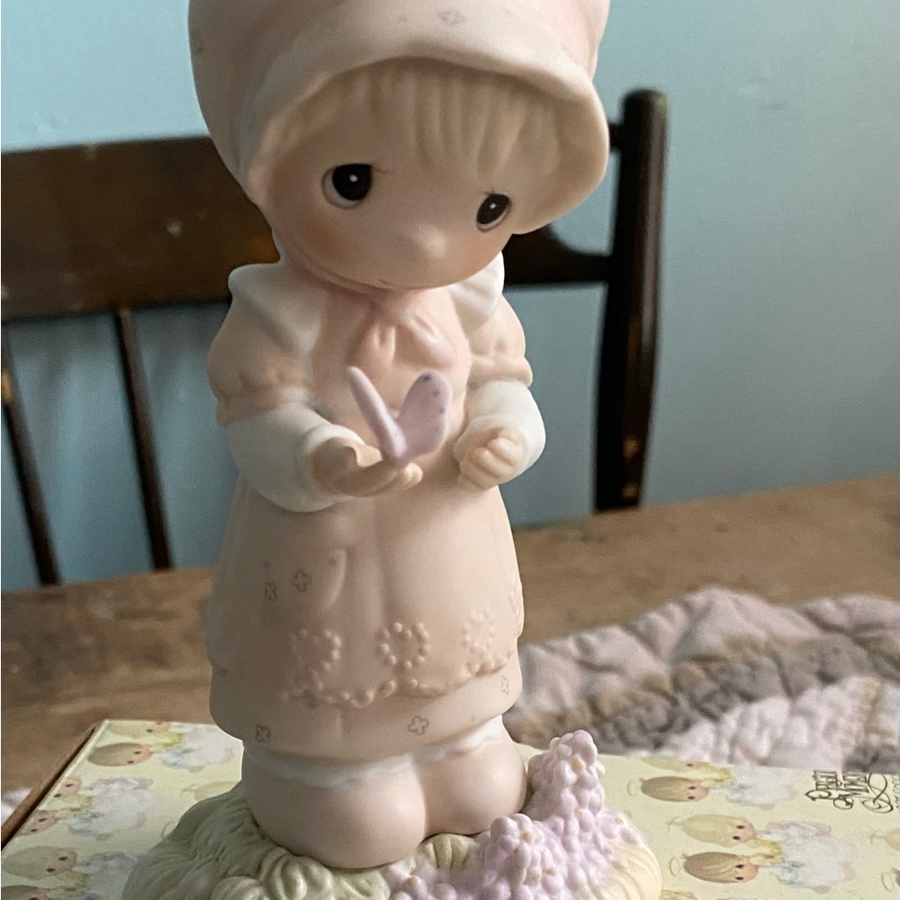 Precious Moments Pink and White Figurine 1982